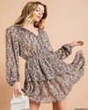 Flower Print Smoked Waist Dress-Dresses-Kori America-Small-Camel Mix-Inspired Wings Fashion