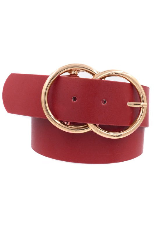 Double Metal Ring Buckle Belt-Accessories-ARTBOX-Burgundy-Inspired Wings Fashion