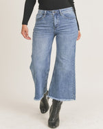 Frayed Ankle Wide Leg Jeans-bottoms-Risen Jeans-1-Medium-Inspired Wings Fashion