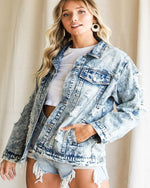 Distressed Denim Jacket-Jacket-BiBi-S-Light Denim-Inspired Wings Fashion