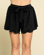 Scallop Hem Woven Shorts-bottoms-Oddi-S-Black-Inspired Wings Fashion