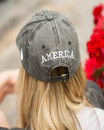 USA Women's Embroidered Adjustable Cap-Hats-Dani & Em-Gray-Inspired Wings Fashion