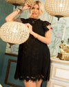 Mock Neck Ruffle Cap Lace Dress-Dresses-Sweet Lovely by Jen-Small-Black-Inspired Wings Fashion