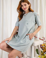 Dreamer's Distressed Dress-Dresses-Easel-Small-Sage Blue-Inspired Wings Fashion