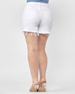 Distressed Mid Thigh Shorts-bottoms-Risen Jeans-Small-White-Inspired Wings Fashion