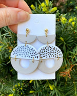 Spotted Luna Stacked Acrylic Earrings-Baubles by B-Taupe-Inspired Wings Fashion