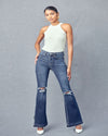 High Rise Flare Jeans-bottoms-KanCan-1-Dark Denim-Inspired Wings Fashion