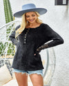 Washed Thermal Knit Lace Top-Tops-BiBi-S-Black Charcoal-Inspired Wings Fashion