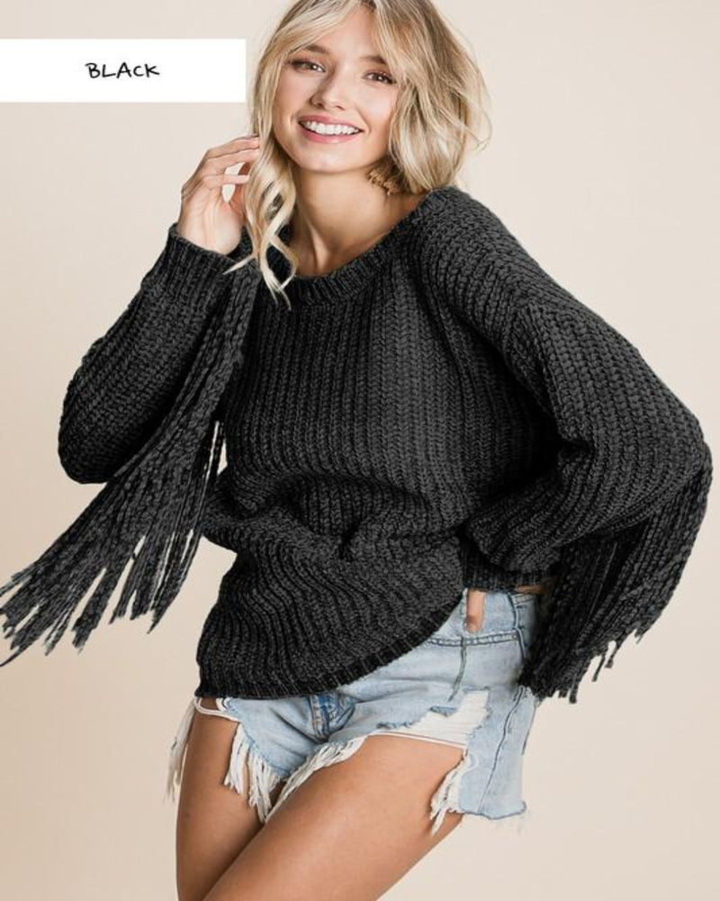 Soft Chenille Sweater-Sweaters-BiBi-S-Black-Inspired Wings Fashion