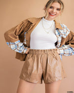 Crinkle Faux Leather Shorts-bottoms-Kori America-Small-Camel-Inspired Wings Fashion
