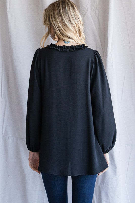 Solid Top with Frill-Shirts & Tops-Jodifl-Small-Inspired Wings Fashion