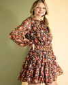 Floral Printed Ruffled Dress-Dresses-Easel-Small-Black-Inspired Wings Fashion