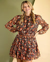 Floral Printed Ruffled Dress-Dresses-Easel-Small-Black-Inspired Wings Fashion