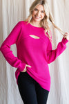 Overlapping Open Yoke Sweater-Tops-Judy Blue-S-Hot Pink-Inspired Wings Fashion