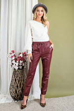 Faux Leather Jogger Pants, Inspired Wings Fashion