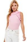 Ruffled Bodysuit-Tops-Pretty Follies-Small-Barbie Pink-Inspired Wings Fashion