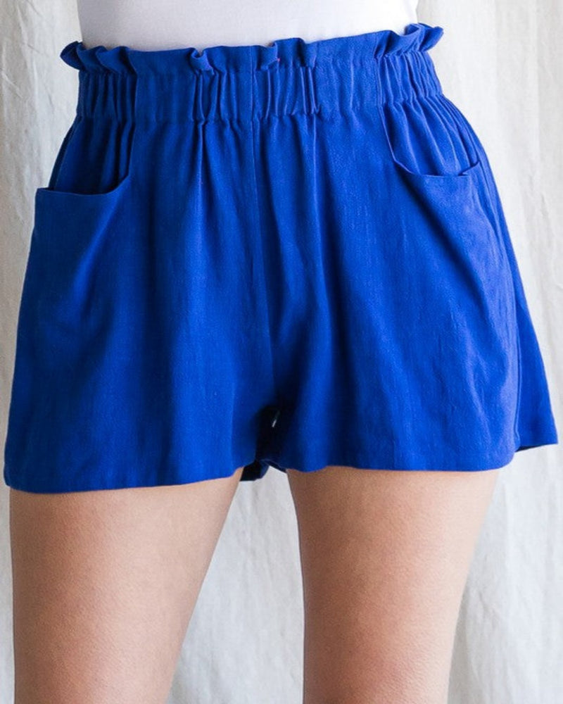 Solid Linen Paper Bag Shorts-bottoms-Jodifl-Small-Royal-Inspired Wings Fashion