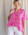 Floral Print Collared Top-Tops-Jodifl-Small-Hot Pink-Inspired Wings Fashion
