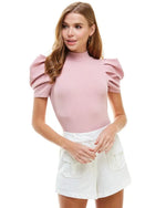 Bodysuit with Puff Sleeves-Leotards & Unitards-Pretty Follies-Large-Mauve-Inspired Wings Fashion