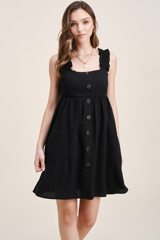 Solid Smocked Back Dress-Dresses-Staccato-Small-Black-Inspired Wings Fashion