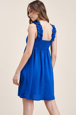 Solid Smocked Back Dress-Dresses-Staccato-Small-Royal-Inspired Wings Fashion