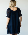 Swiss Dot Pattern Bubble Sleeve Dress-Dresses-Jodifl-Small-Navy-Inspired Wings Fashion
