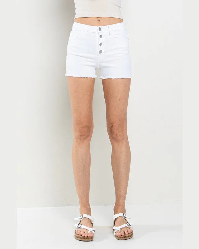 Button Fly Shorts-shorts-Sneak Peek-Small-White-Inspired Wings Fashion