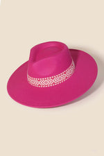 Boho Stripe Pattern Fedora Hat-Hats-Fame Accessories-Fuschia-Inspired Wings Fashion