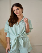 Satin Striped Blouse-Tops-Hailey & Co-Small-Mint-Inspired Wings Fashion
