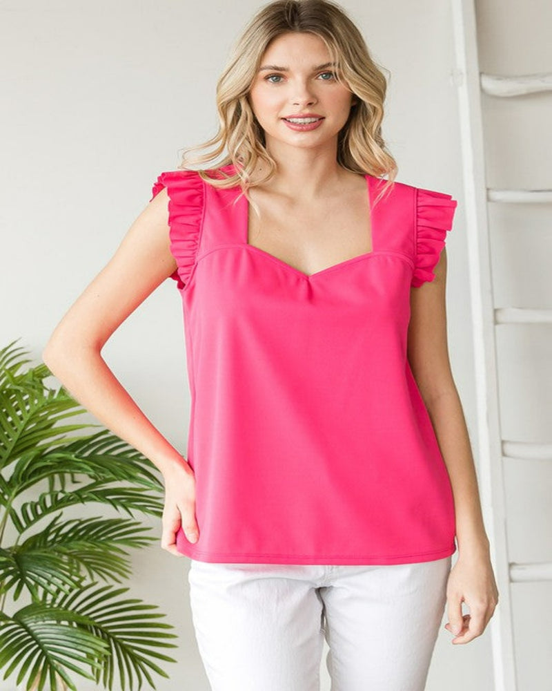 Sweetheart Ruffle Shoulder Top-Tops-Jodifl-Small-Hot pink-Inspired Wings Fashion