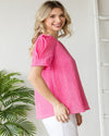Checkered Burnout Puff Sleeve Top-Tops-Jodifl-Small-Green-Inspired Wings Fashion