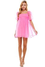 Organza Baby Doll Dress-Dresses-Pretty Follies-Small-Barbie Pink-Inspired Wings Fashion