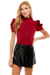 Bodysuit with Puff Sleeves-Tops-Pretty Follies-Small-Burgundy-Inspired Wings Fashion