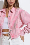 Denim Chevron Fringe Jacket-Jacket-Blue B-Small-Pink-Inspired Wings Fashion