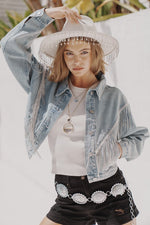 Denim Chevron Fringe Jacket-Jacket-Blue B-Small-Denim-Inspired Wings Fashion