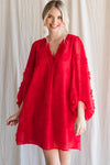 Textured Floral Print Dress-Dresses-Jodifl-Small-Tomato Red-Inspired Wings Fashion