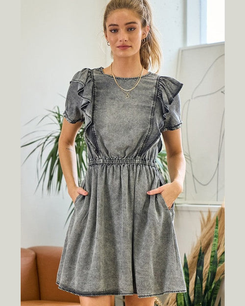 Ruffle Denim Dress-Dresses-Doe & Rae-Small-Inspired Wings Fashion