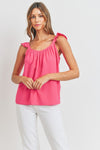 Ruffle Sleeve Tank Top-Tops-Cherish-Small-Pink Bright-Inspired Wings Fashion