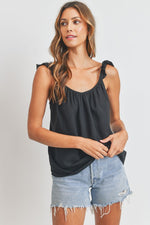 Ruffle Sleeve Tank Top-Tops-Cherish-Large-Black-Inspired Wings Fashion