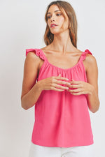 Ruffle Sleeve Tank Top-Tops-Cherish-Medium-Pink Bright-Inspired Wings Fashion