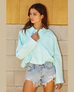 Elastic Hem Solid Cropped Shirt-Shirts & Tops-Bucketlist-Small-Mint-Inspired Wings Fashion