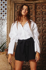 Elastic Hem Solid Cropped Shirt-Shirts & Tops-Bucketlist-Small-Mint-Inspired Wings Fashion