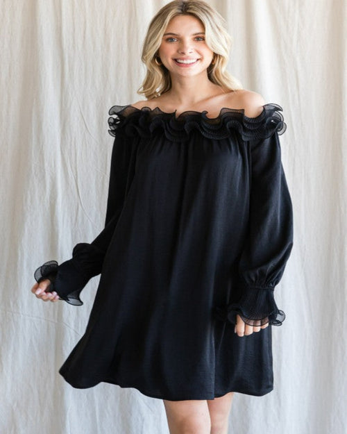 Spiral Wire Elasticized On/Off Dress-Dresses-Jodifl-Small-Black-Inspired Wings Fashion