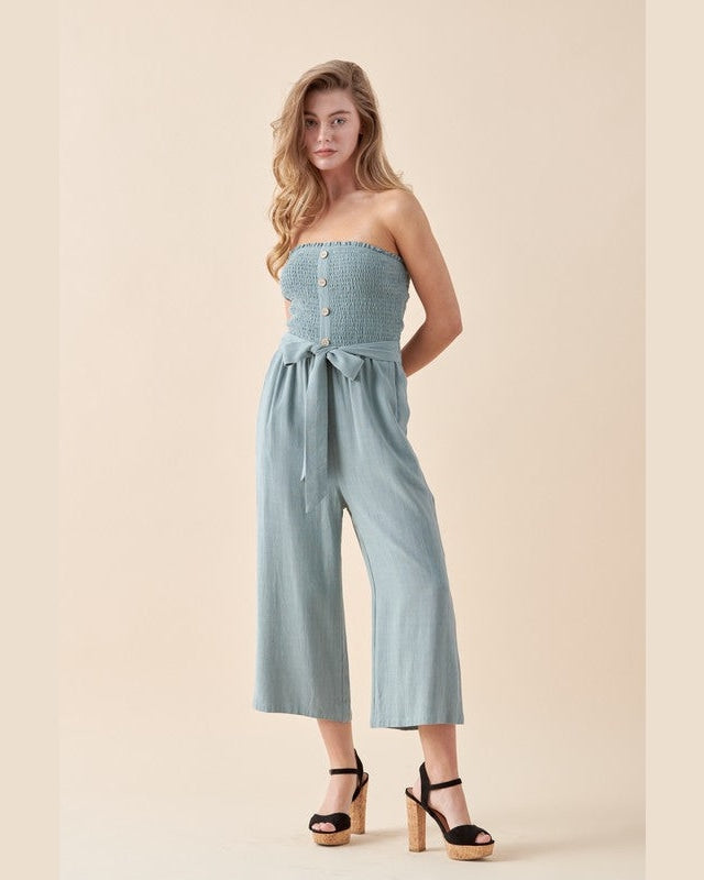Smocked Tube Jumpsuit-Jumpsuits & Rompers-Allie Rose-Small-Sage-Inspired Wings Fashion
