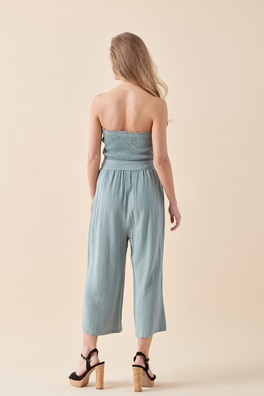 Smocked Tube Jumpsuit-Jumpsuits & Rompers-Allie Rose-Small-Sage-Inspired Wings Fashion