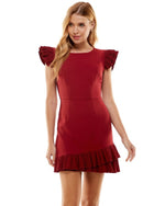 Asymmetrical Ruffle Hem Dress-Dresses-Pretty Follies-Small-Crimson-Inspired Wings Fashion