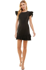 Asymmetrical Ruffle Hem Dress-Dresses-Pretty Follies-Small-Black-Inspired Wings Fashion