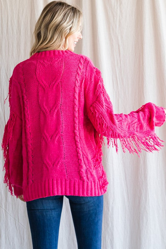 Knit Fringe Sweater-Jodifl-Small-Fuchsia-Inspired Wings Fashion