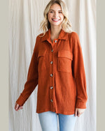 Waffle Button Up Top-Top-Jodifl-Small-Cinnamon-Inspired Wings Fashion