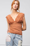 Lace Rib Tank Top-Shirts & Tops-Easel-Small-Camel-Inspired Wings Fashion